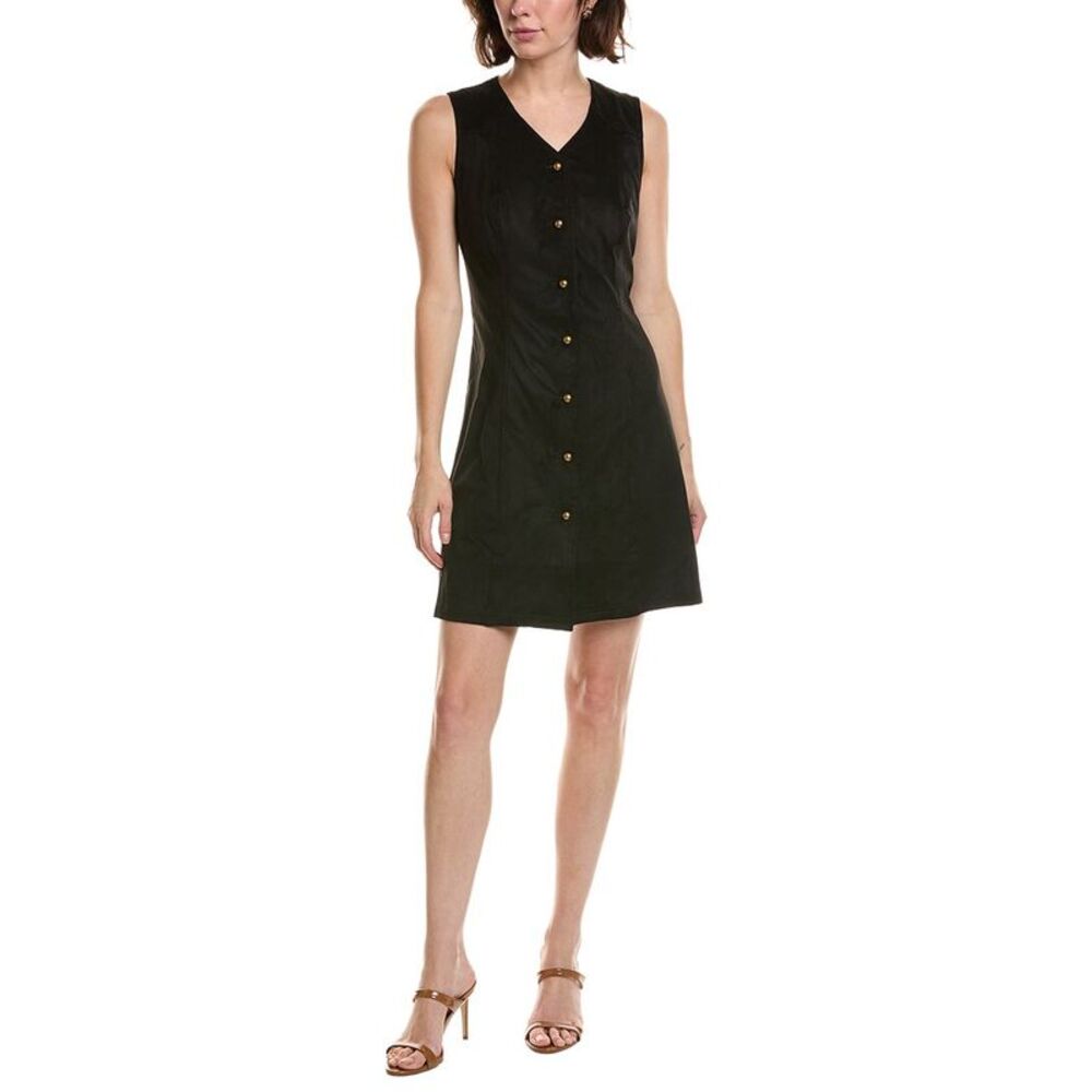 Pascale La Mode Womens  Sleeveless Mini Shirtdress, Black